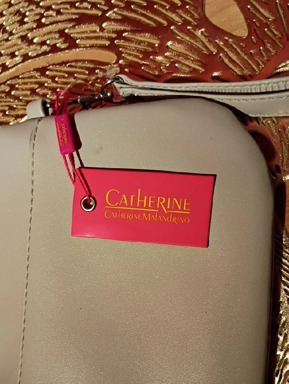 Catherine Malandrino Cream Faux Leather Wristlet Clutch